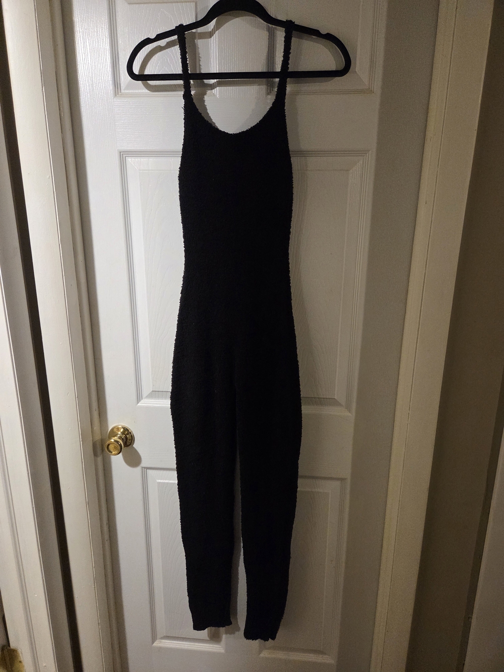 Windsor Black Textured Fuzzy Knit Jumpsuit